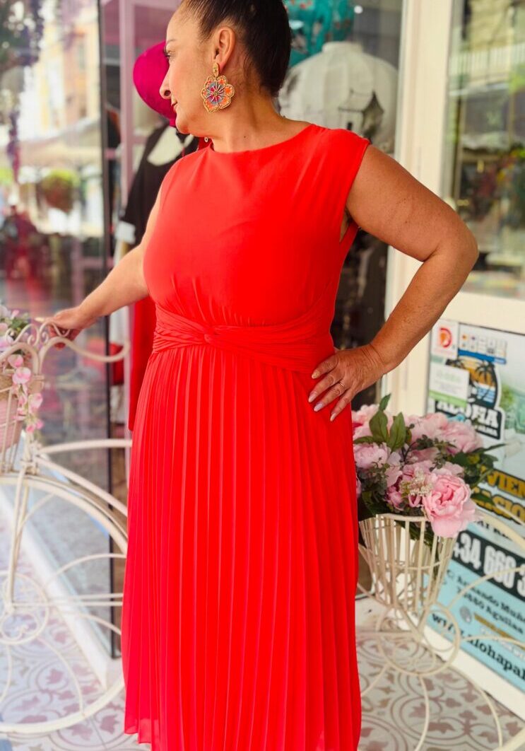 Vestido Abaníco Coral