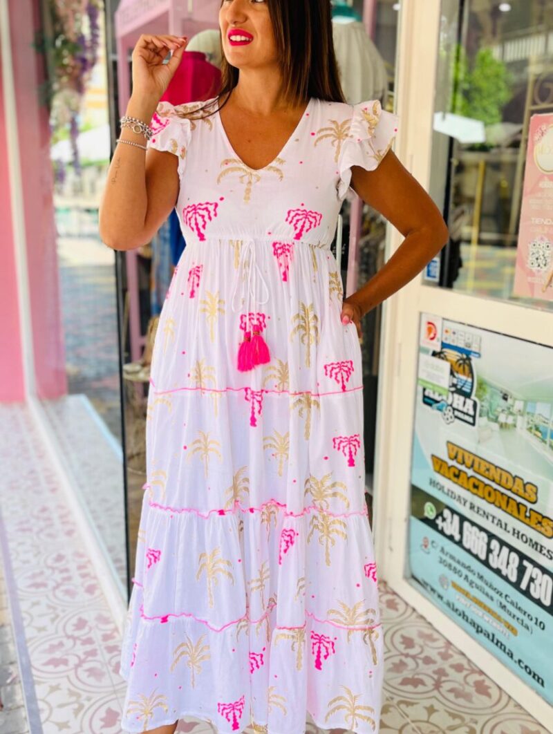 Vestido Mediterráneo Mangas Blanco