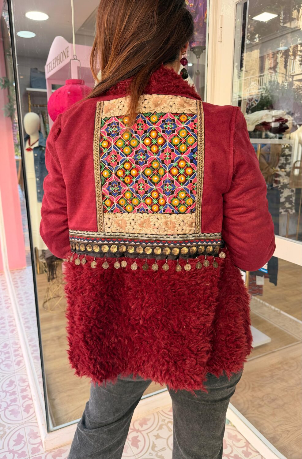 Chaqueta Azteca Burdeos