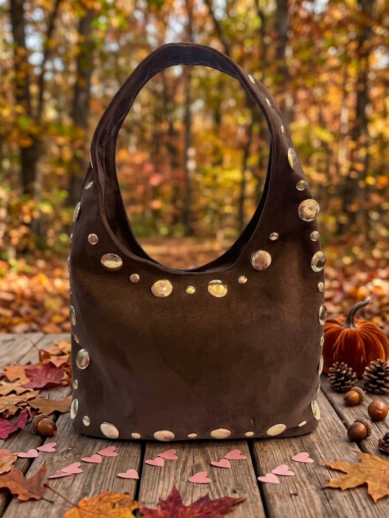 Bolso Ante Tachuelas Marrón Chocolate