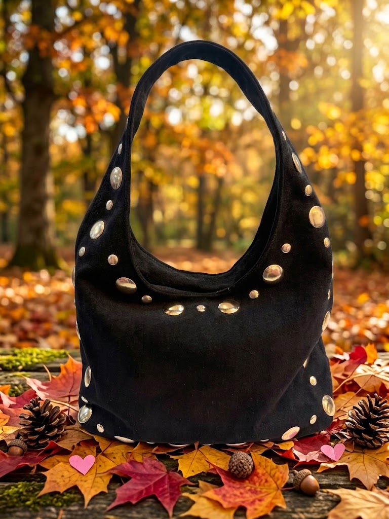 Bolso Ante Tachuelas Negro