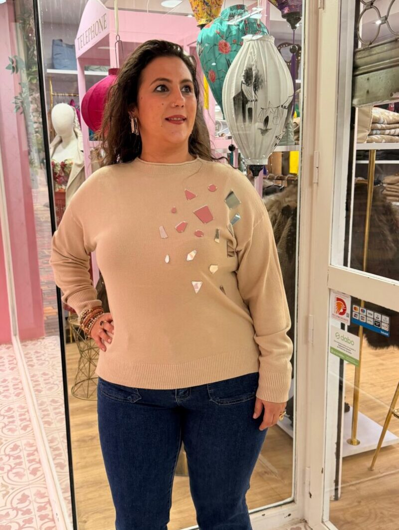 Alternative view of Jersey Espejo Beige