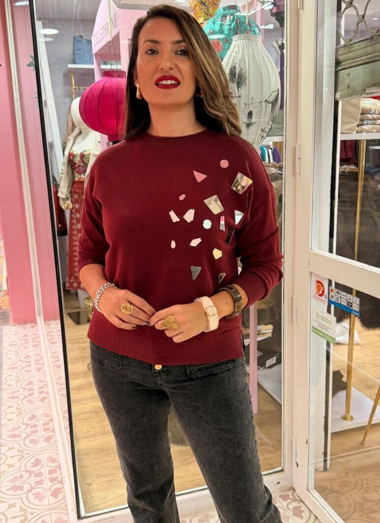 Alternative view of Jersey Espejo Burdeos