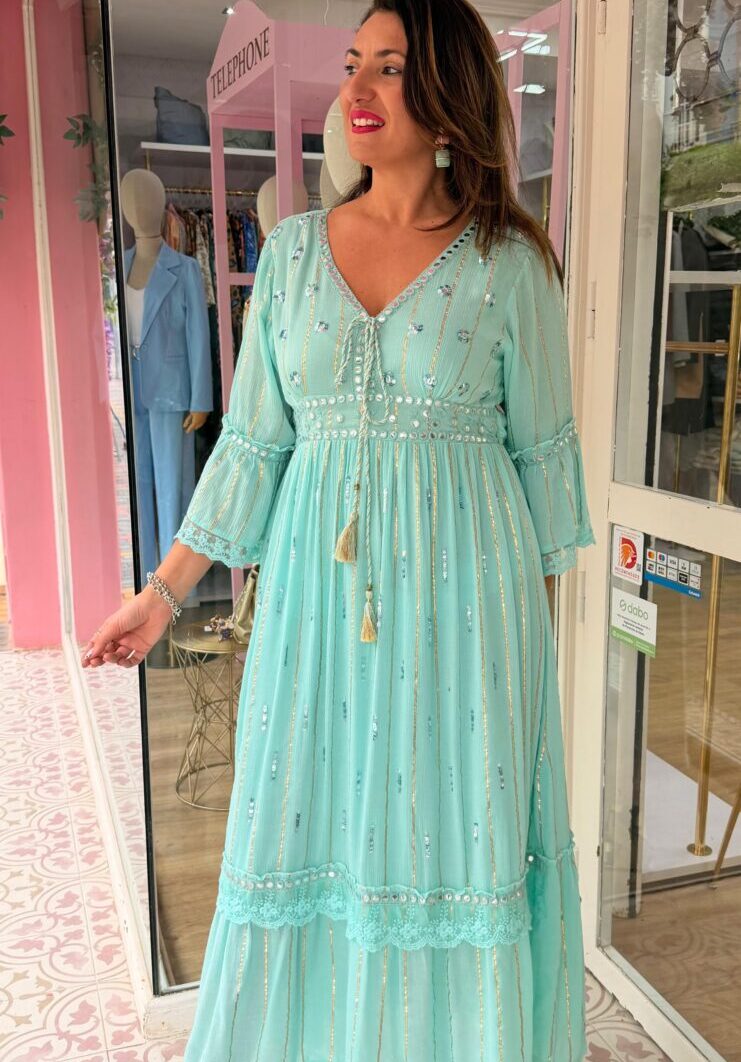 Alternative view of Vestido Sirena Turquesa