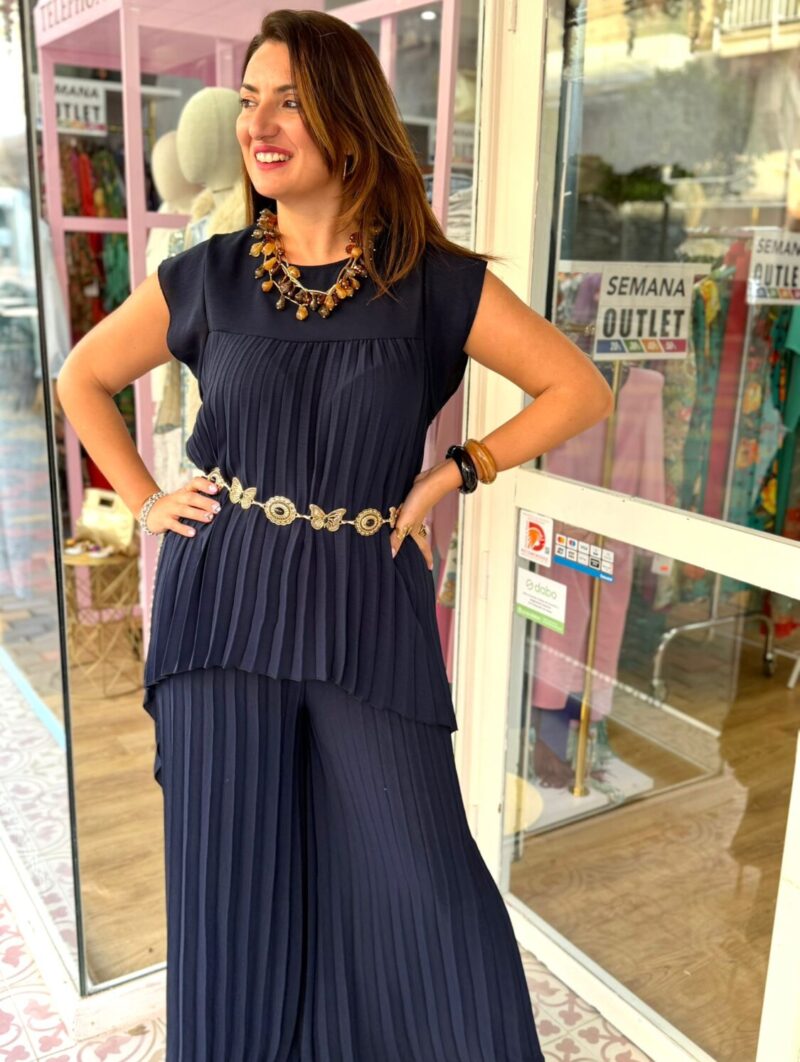 Conjunto Plisado Azul Marino