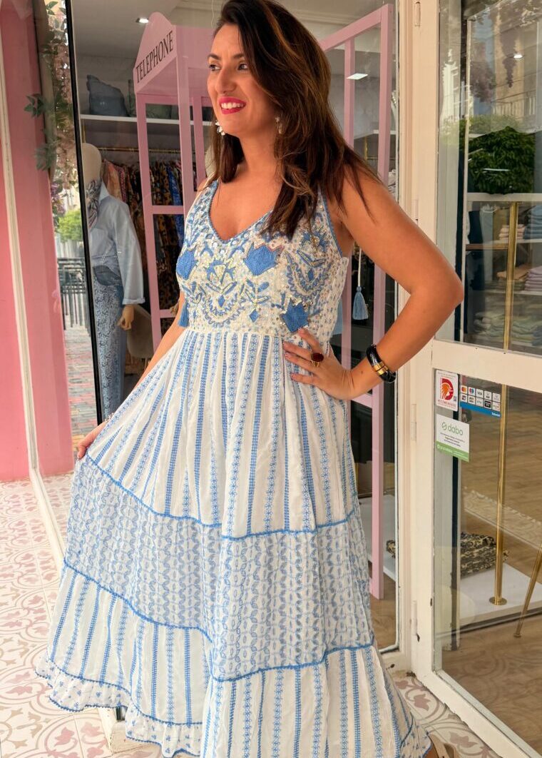 Alternative view of Vestido Sinergia Largo Azul