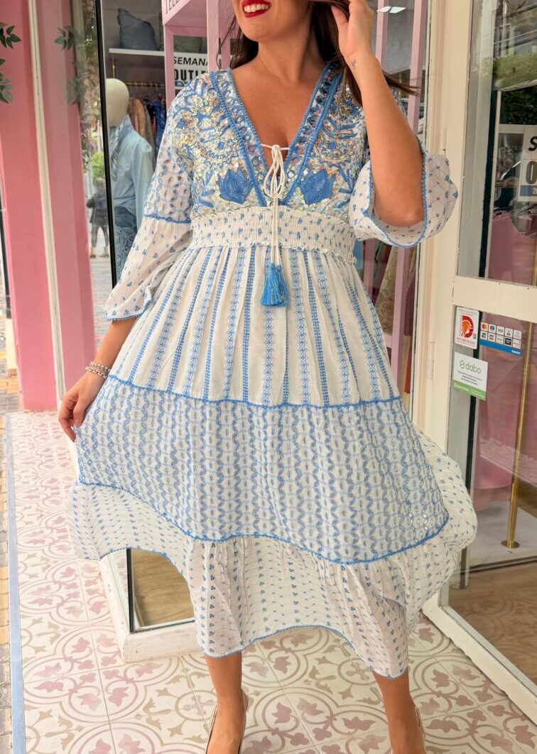 Vestido Sinergia Manga Azul