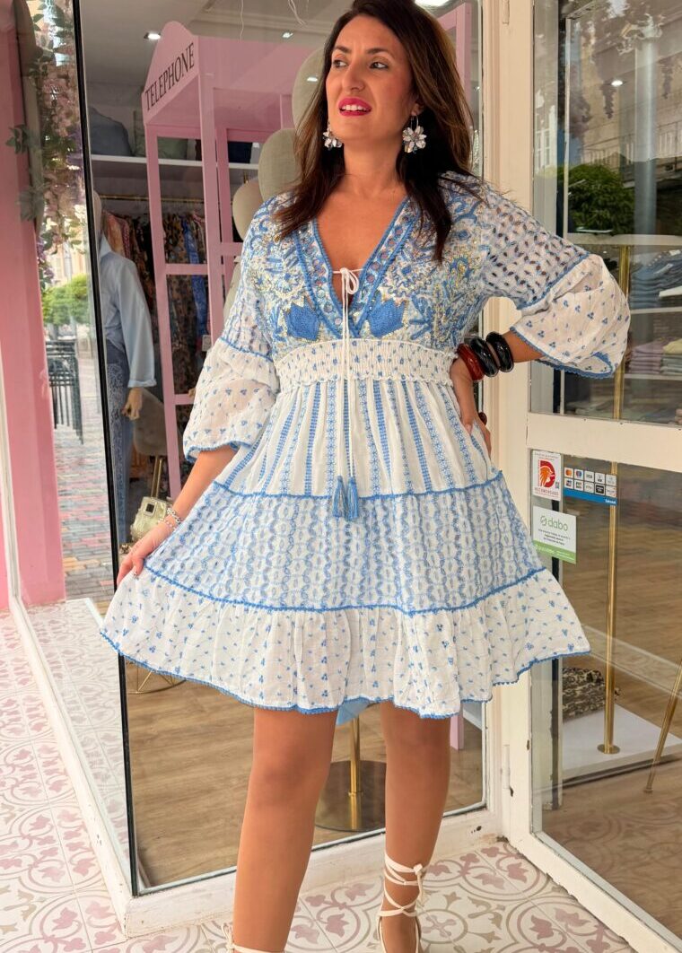 Vestido Sinergia Manga Azul