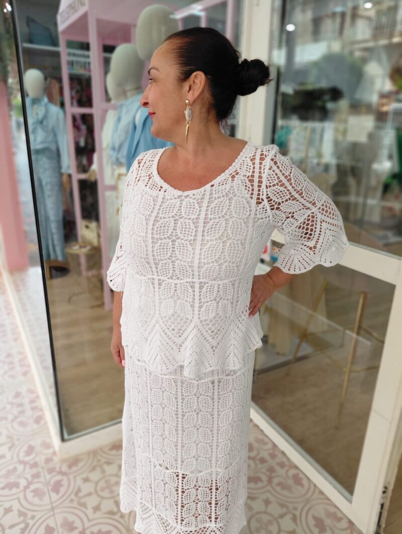 Falda Crochet Jade Blanco