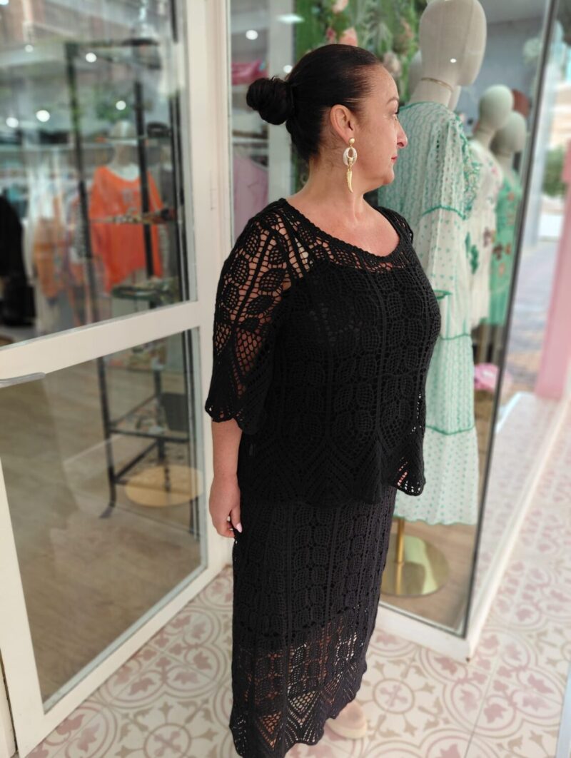 Falda Crochet Jade Negra