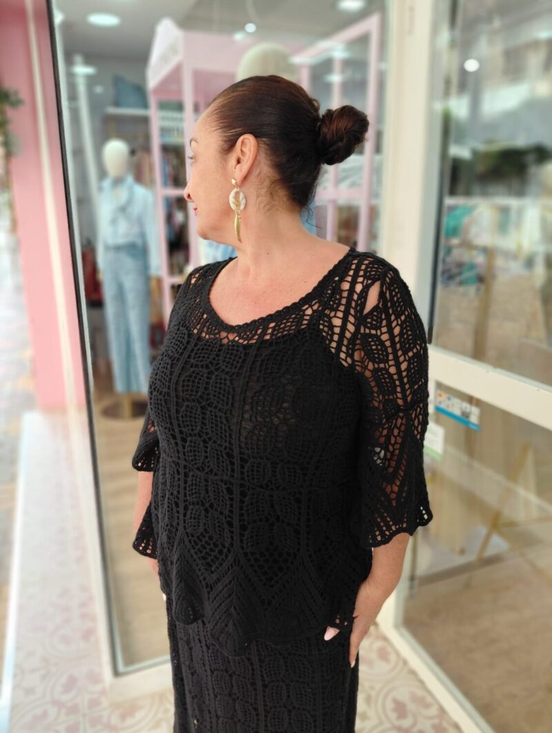 Alternative view of Jersey Crochet Jade Negro