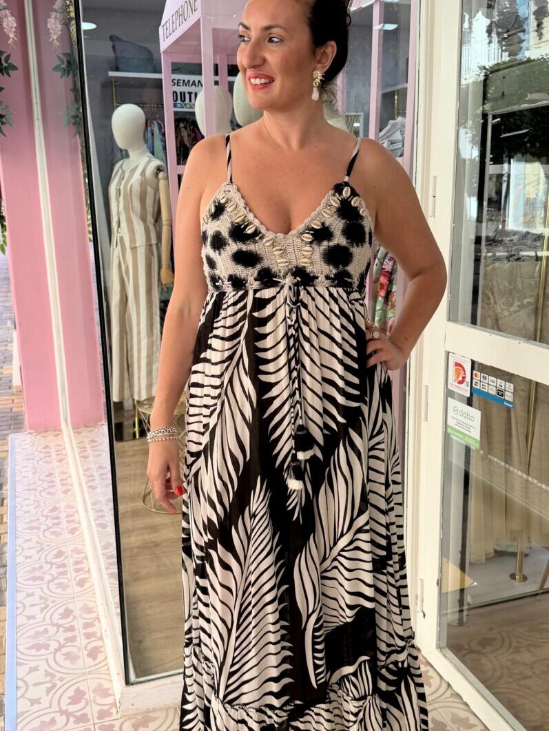 Alternative view of Vestido Pluma Largo Negro