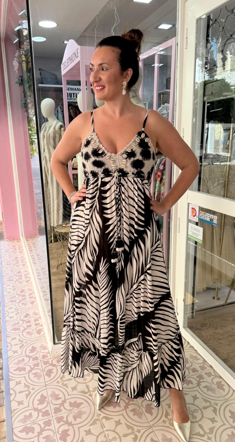 Vestido Pluma Largo Negro