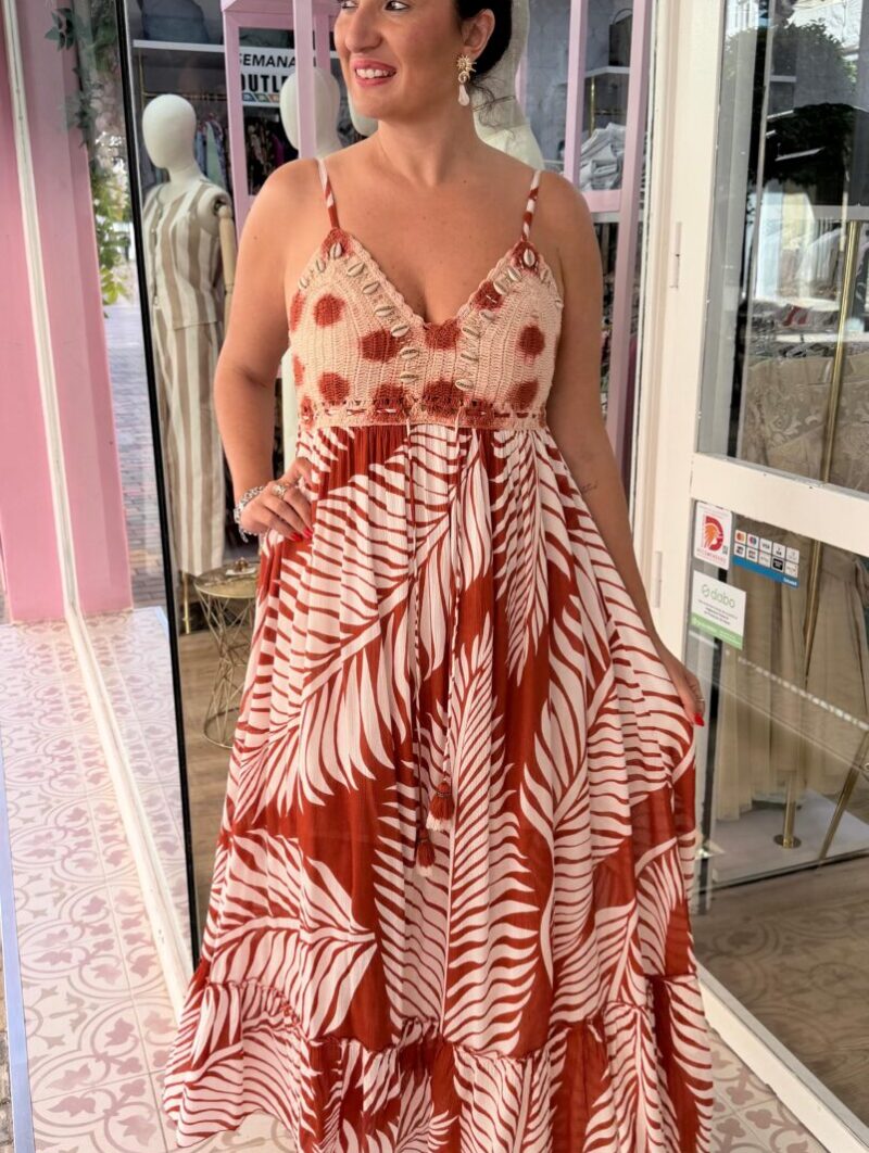 Alternative view of Vestido Pluma Largo Teja