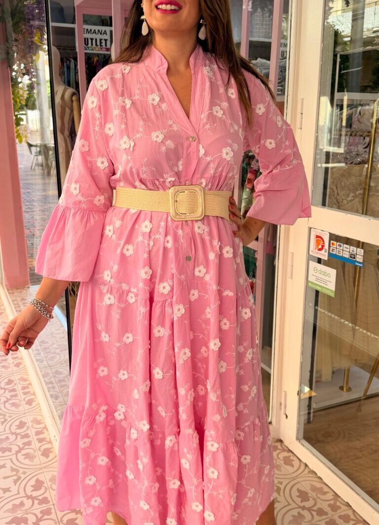 Vestido Primavera Largo Rosa