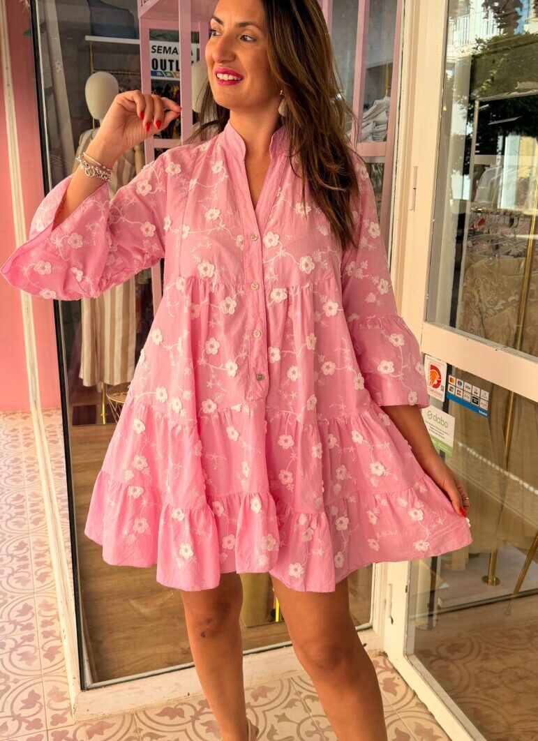 Vestido Primavera Corto Rosa
