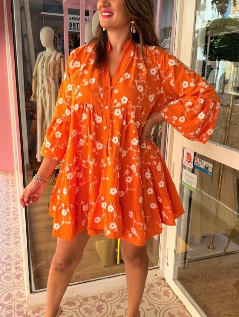 Vestido Primavera Corto Naranja