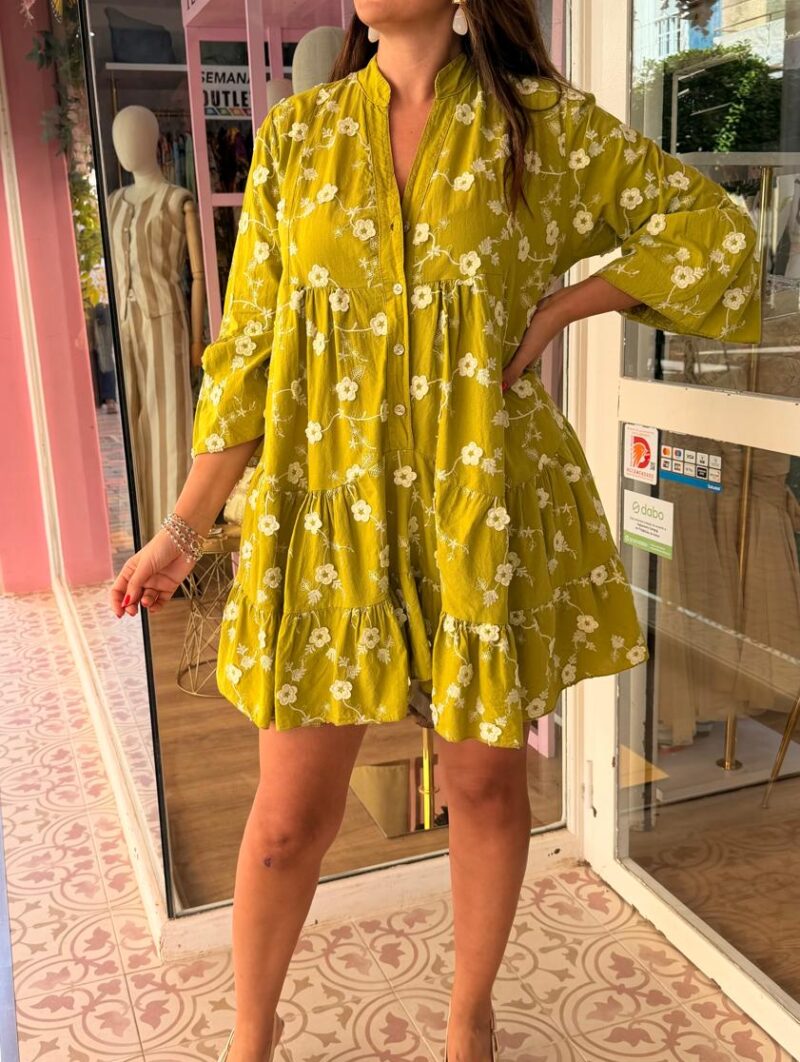 Vestido Primavera Corto Verde