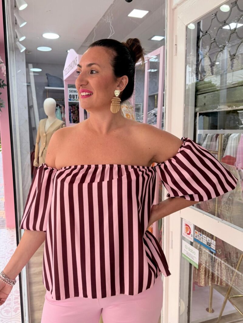 Alternative view of Blusa Bicolor Marrón