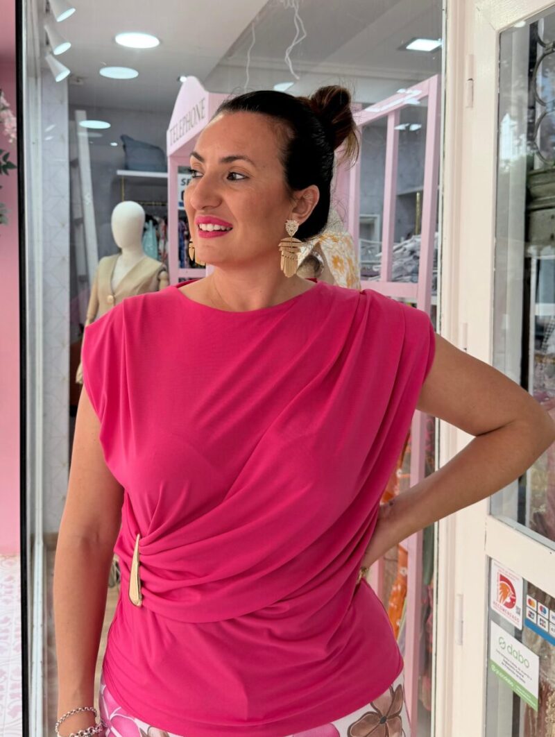 Camiseta Hombreras Fucsia