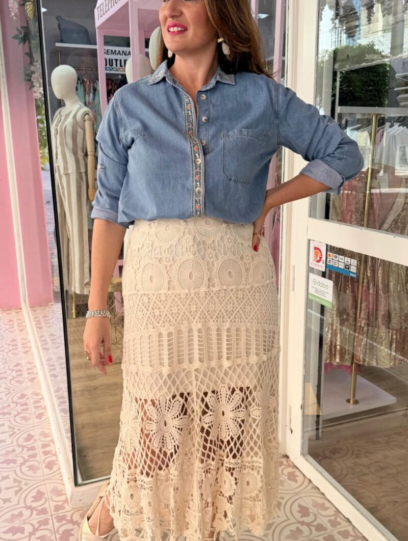Falda Crochet Beig