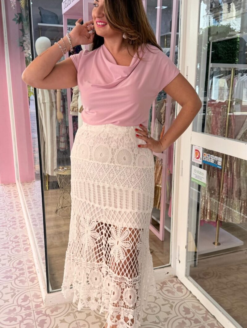 Alternative view of Falda Crochet Blanca