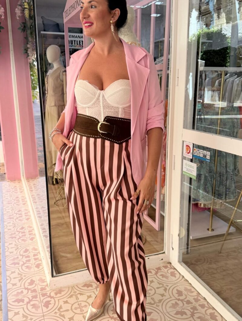 Pantalón Nápoles Marrón-Rosa