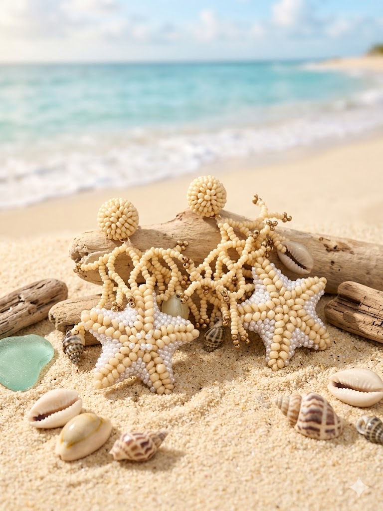 Pendientes Estrella Beige