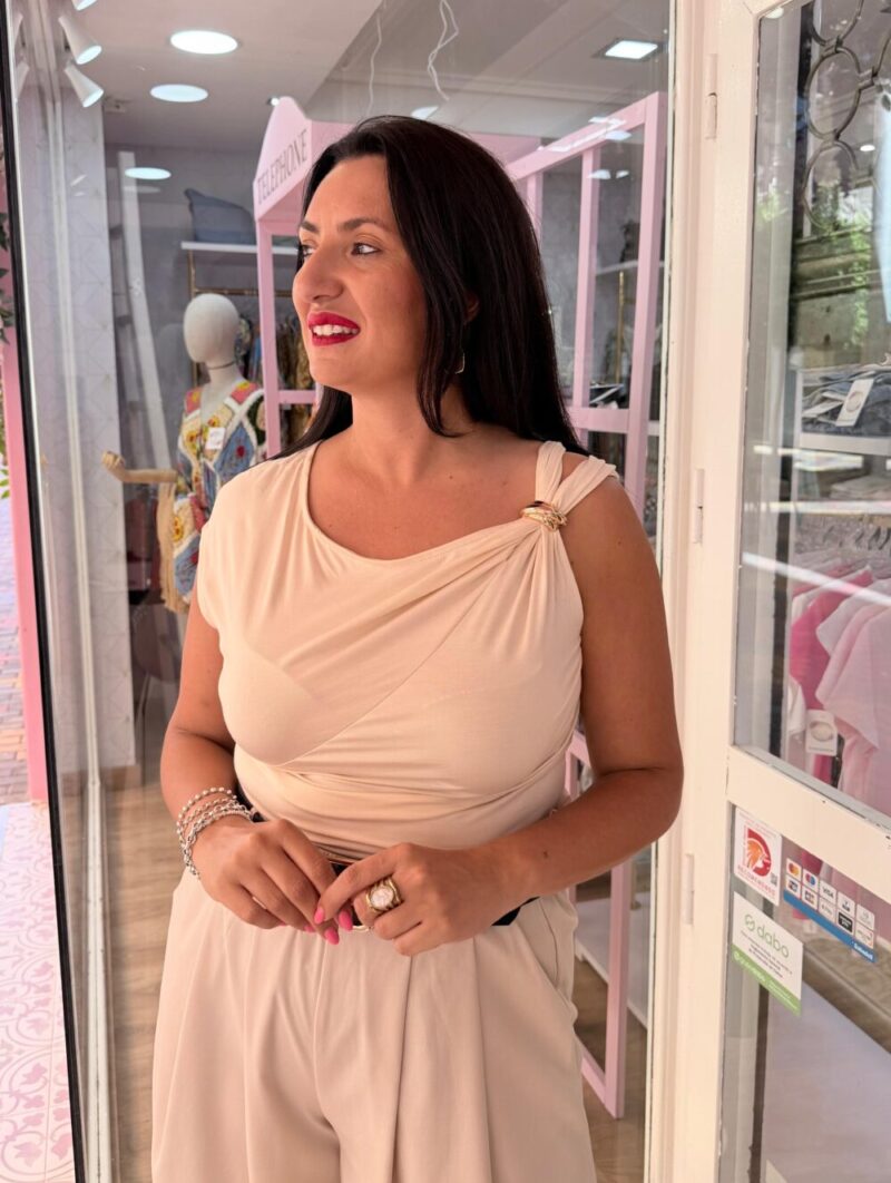 Camiseta Broche Beige