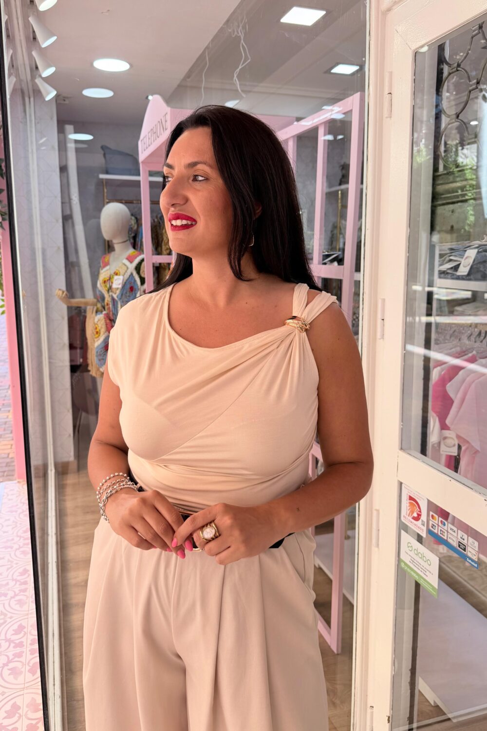 Camiseta Broche Beige