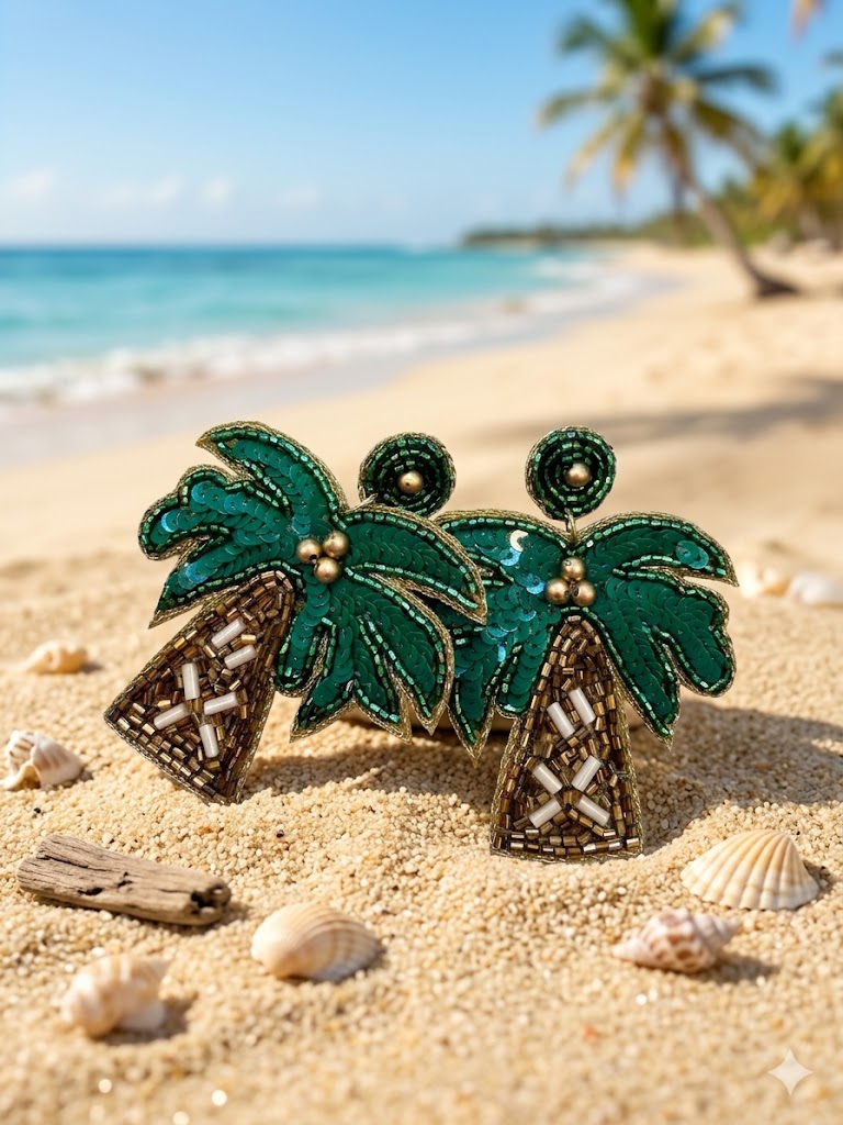 Pendientes Palmera Verde