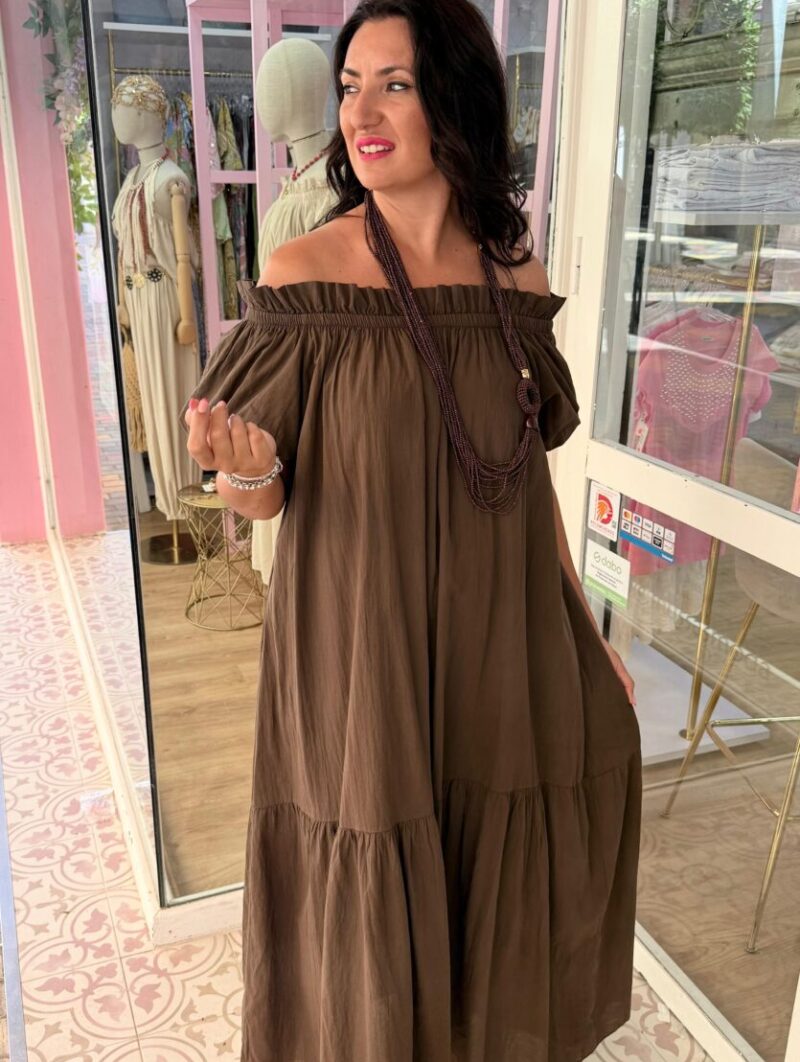 Alternative view of Vestido Carmela Marrón Chocolate