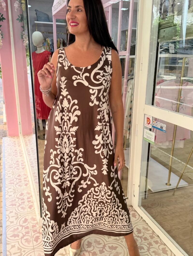 Alternative view of Vestido Tulum Marrón-Blanco