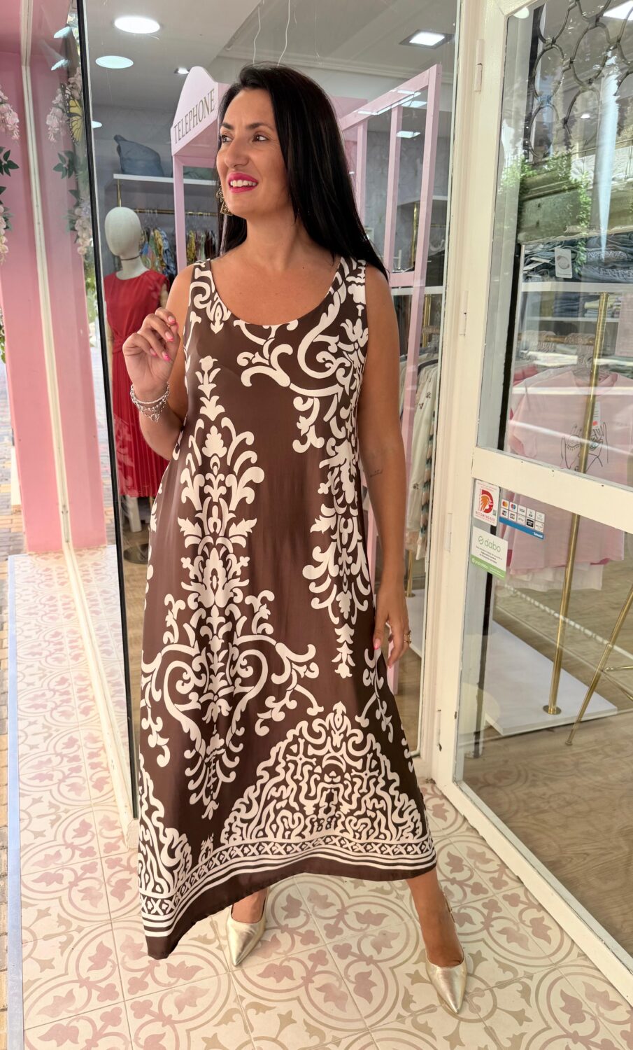 Vestido Tulum Marrón-Blanco - Imagen 2