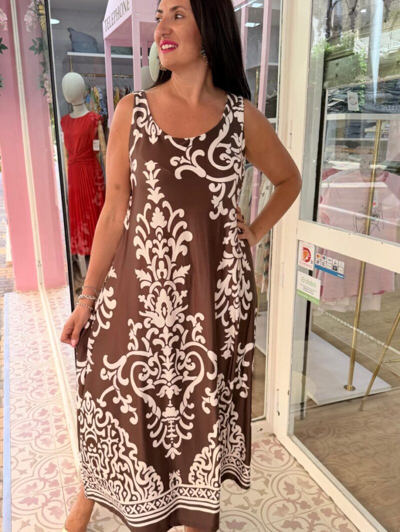Vestido Tulum Marrón-Blanco