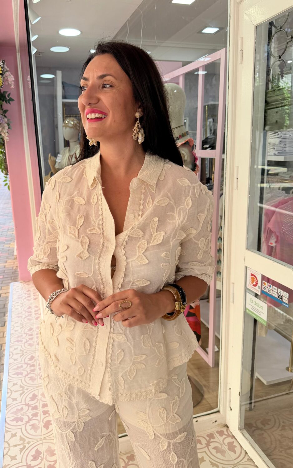Blusa Flor Beige