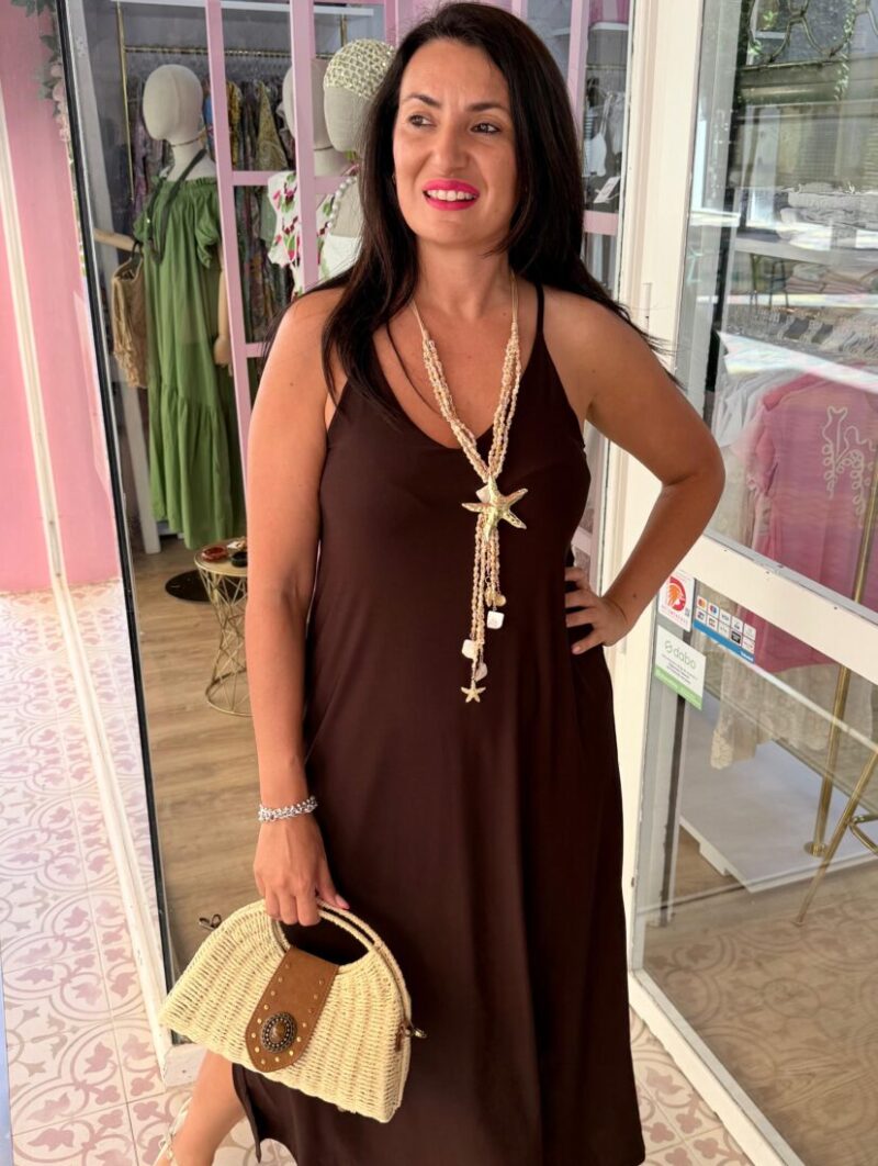 Alternative view of Vestido Basic Marrón Chocolate