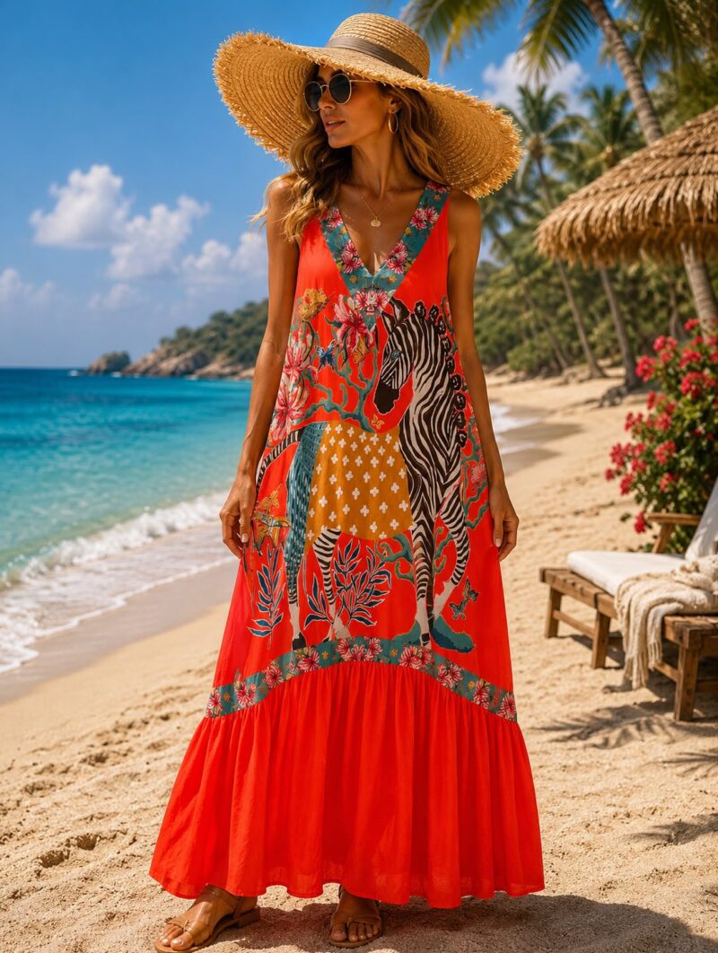 Alternative view of Vestido Cebra Naranja