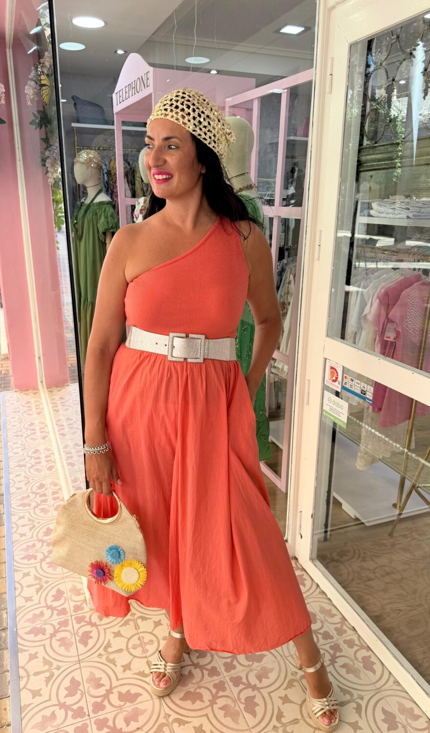 Vestido Cloe Asimétrico Coral - Imagen 2