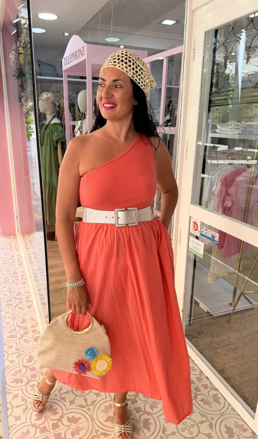 Vestido Cloe Asimétrico Coral