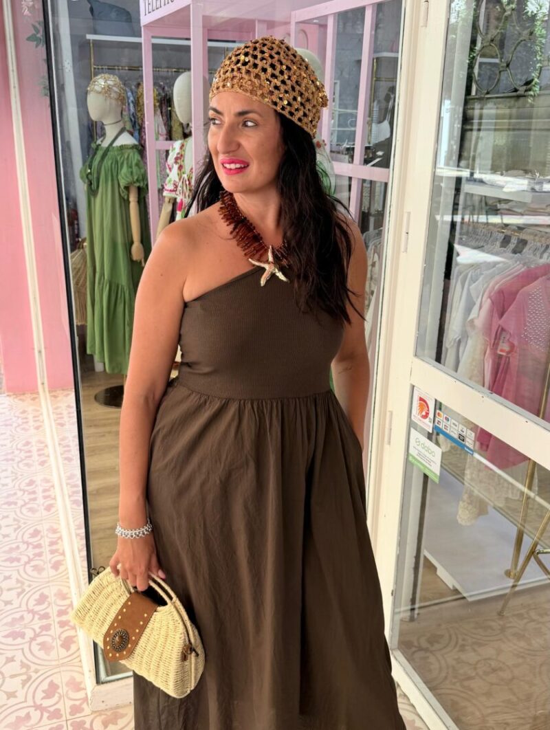 Vestido Cloe Asimétrico Marrón