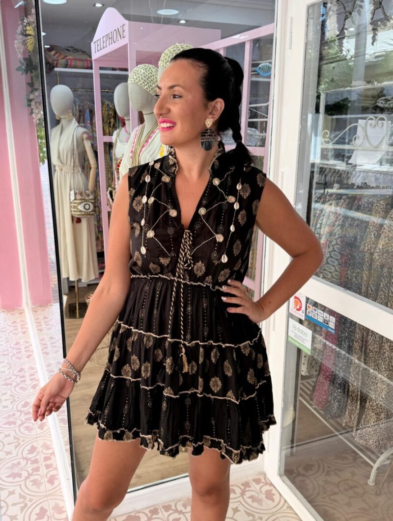 Vestido Espejo Corto Negro