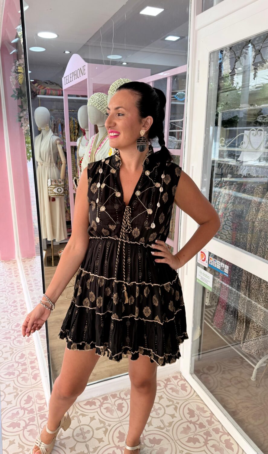 Vestido Espejo Corto Negro