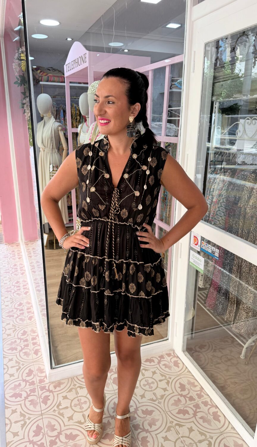 Vestido Espejo Corto Negro - Imagen 2