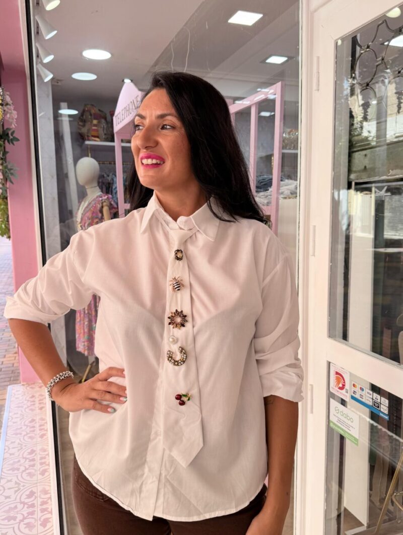 Blusa Corbata Blanca