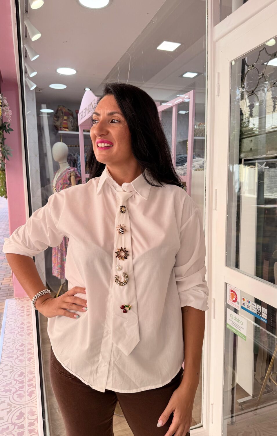 Blusa Corbata Blanca