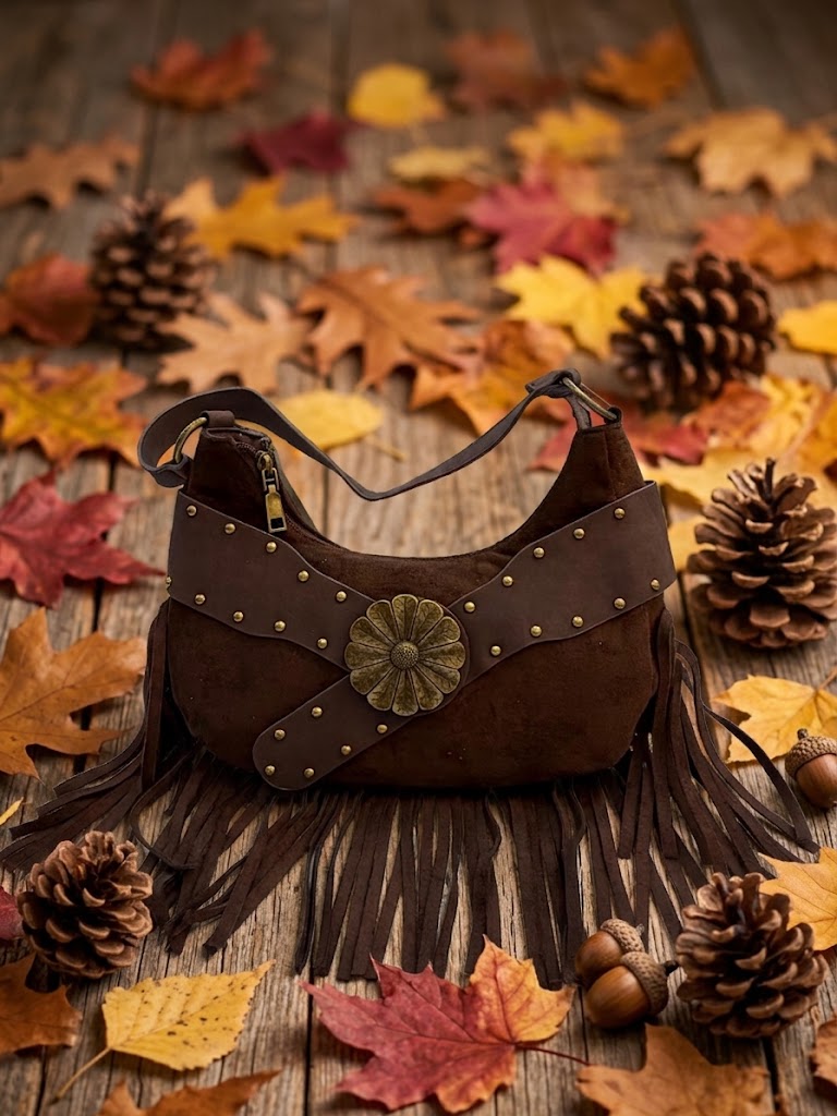 Bolso Flecos Marrón Chocolate