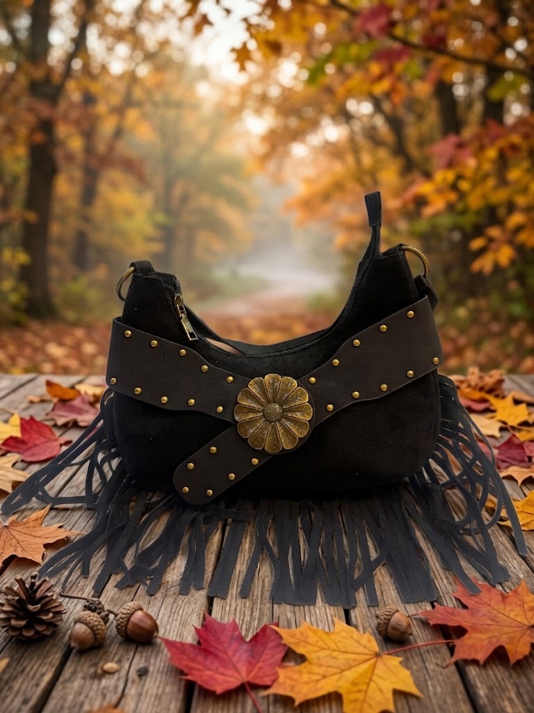 Bolso Flecos Negro