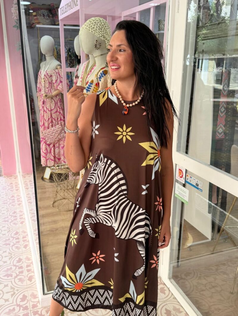 Vestido Cebra Marrón Chocolate