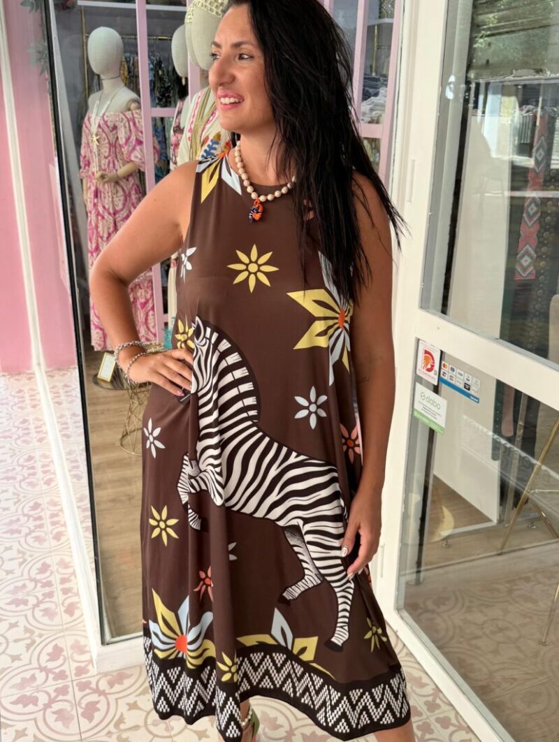 Alternative view of Vestido Cebra Marrón Chocolate